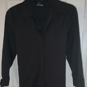 Theory black button down dress w/ wrap tie around